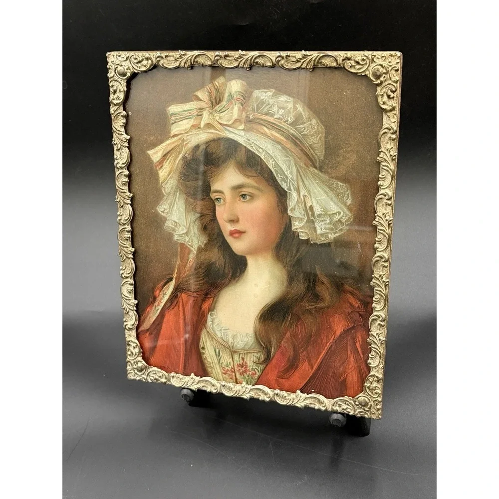 1909 Calendar Girl Prudential 8 X 10 Victorian Ornate Gold Frame